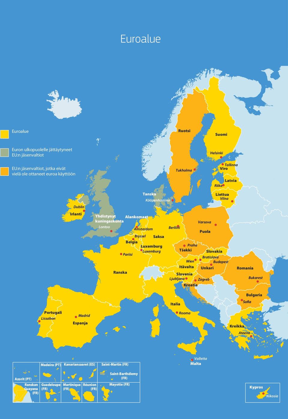 Wien Itävalta Varsova Puola Slovenia Ljubljana Zagreb Kroatia Slovakia Bratislava Budapest Unkari Romania Bukarest Bulgaria Italia Portugali Lissabon Madrid Espanja Rooma Kreikka Ateena