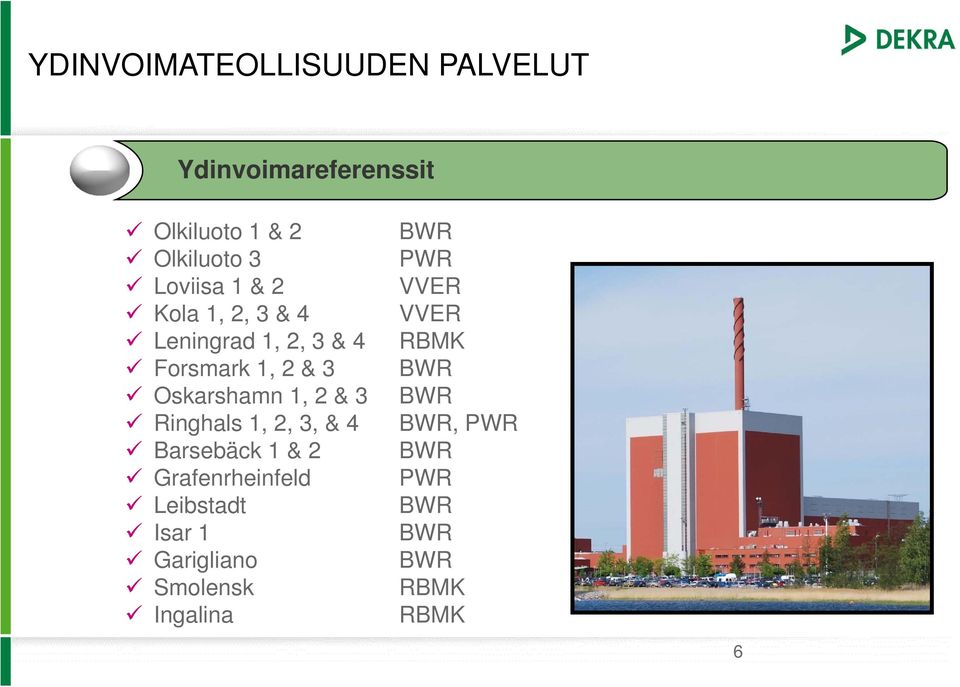 2 & 3 Ringhals 1, 2, 3, & 4 Barsebäck 1 & 2 Grafenrheinfeld Leibstadt Isar 1