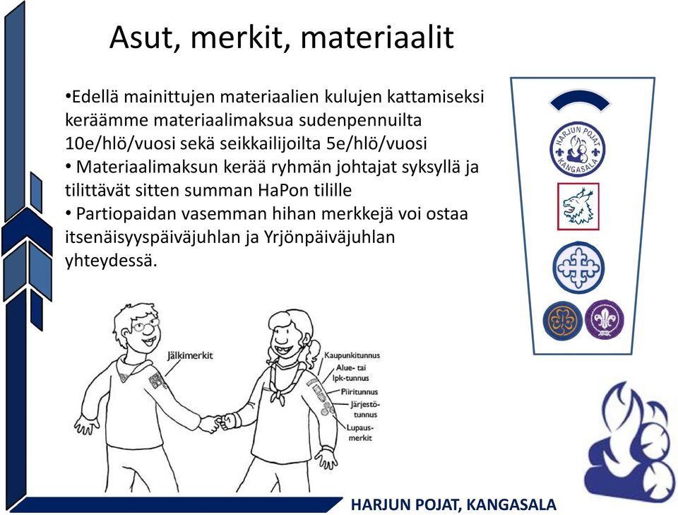 Materiaalimaksun kerää ryhmän johtajat syksyllä ja tilittävät sitten summan HaPon tilille