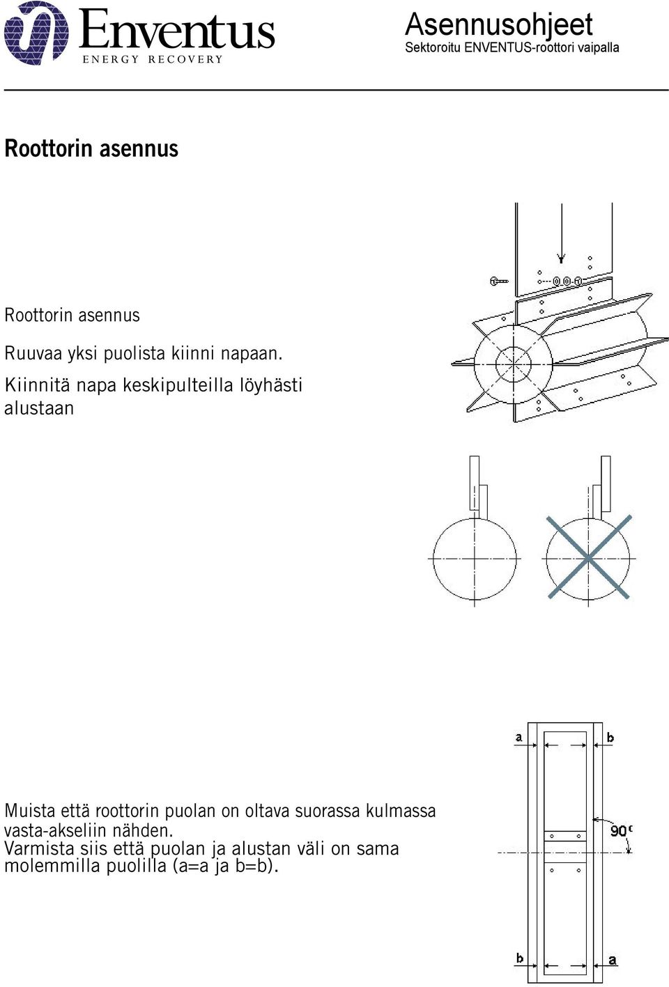 puolan on oltava suorassa kulmassa vasta-akseliin nähden.