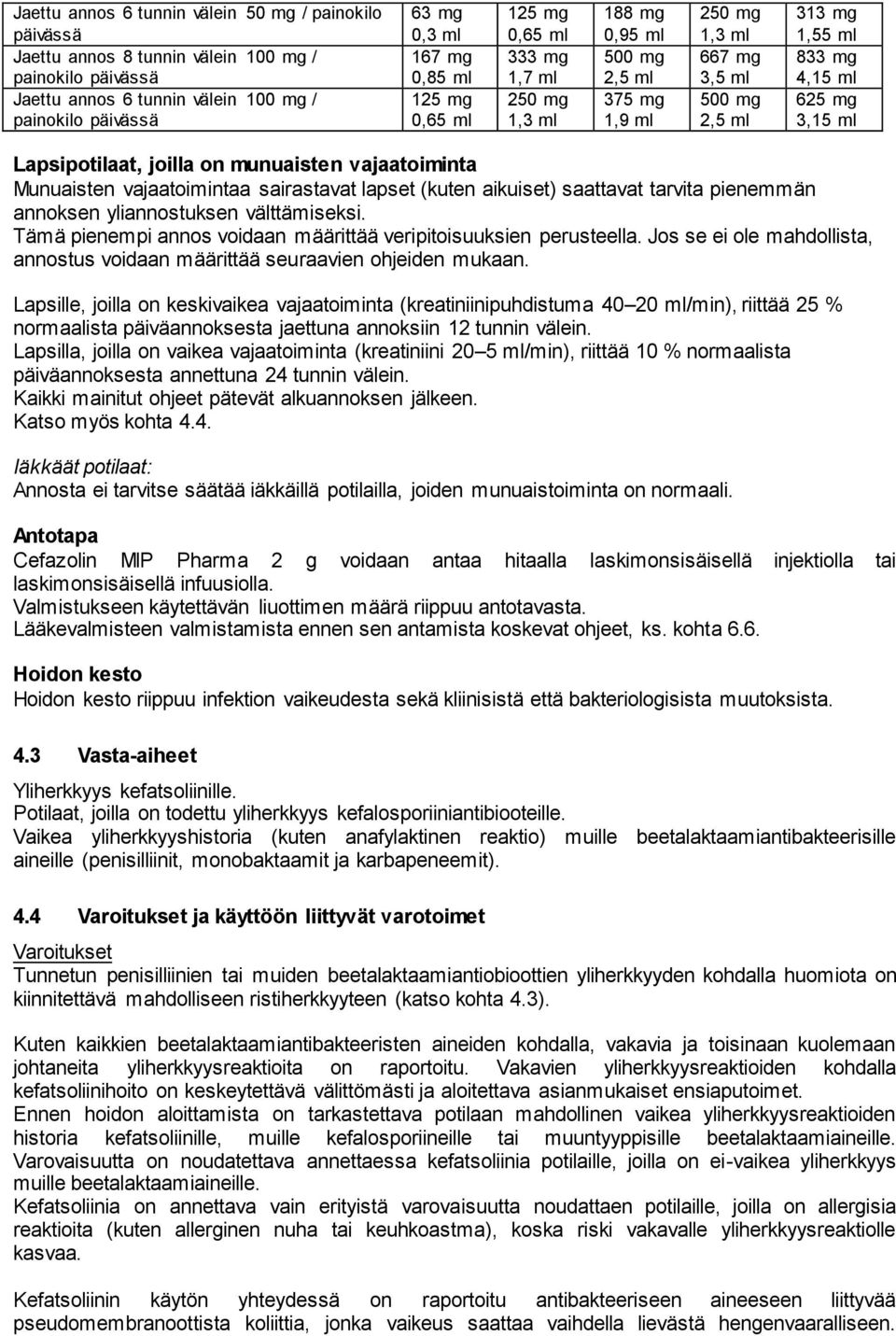 Lapsipotilaat, joilla on munuaisten vajaatoiminta Munuaisten vajaatoimintaa sairastavat lapset (kuten aikuiset) saattavat tarvita pienemmän annoksen yliannostuksen välttämiseksi.