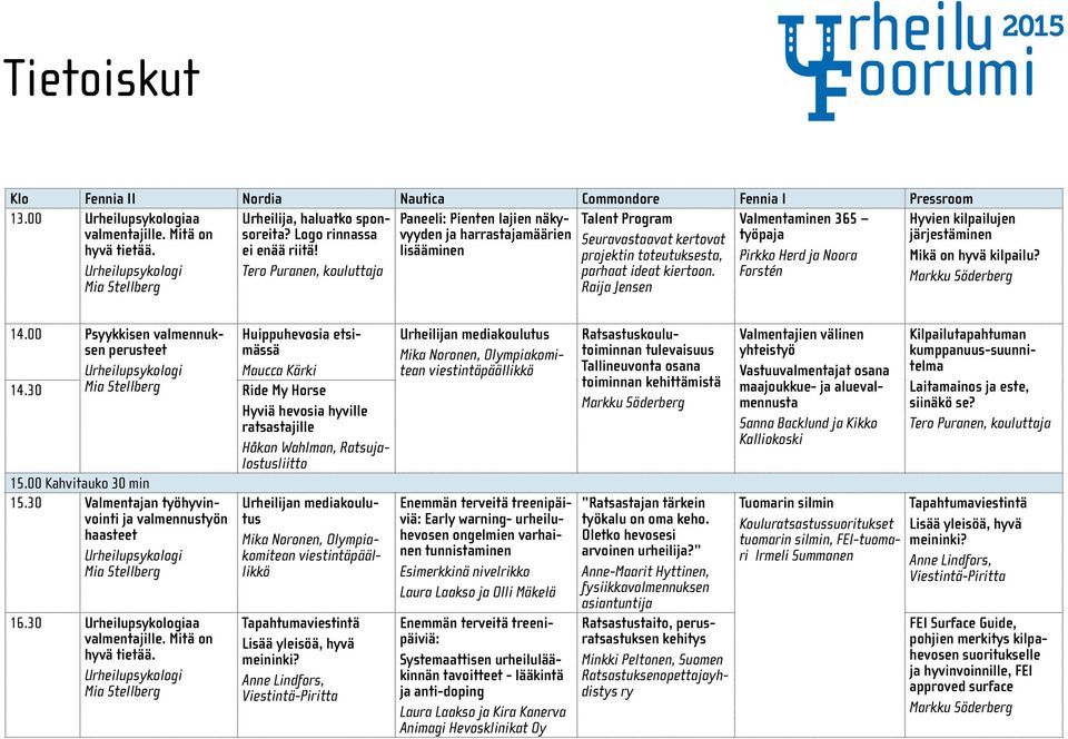 Mitä on hyvä tietää. ei enää riitä! lisääminen projektin toteutuksesta, Pirkko Herd ja Noora Mikä on hyvä kilpailu? Tero Puranen, kouluttaja parhaat ideat kiertoon. Raija Jensen Forstén 14.00 14.