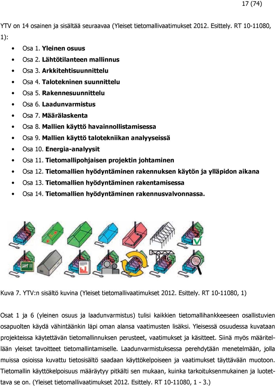 Energia-analyysit Osa 11. Tietomallipohjaisen projektin johtaminen Osa 12. Tietomallien hyödyntäminen rakennuksen käytön ja ylläpidon aikana Osa 13. Tietomallien hyödyntäminen rakentamisessa Osa 14.