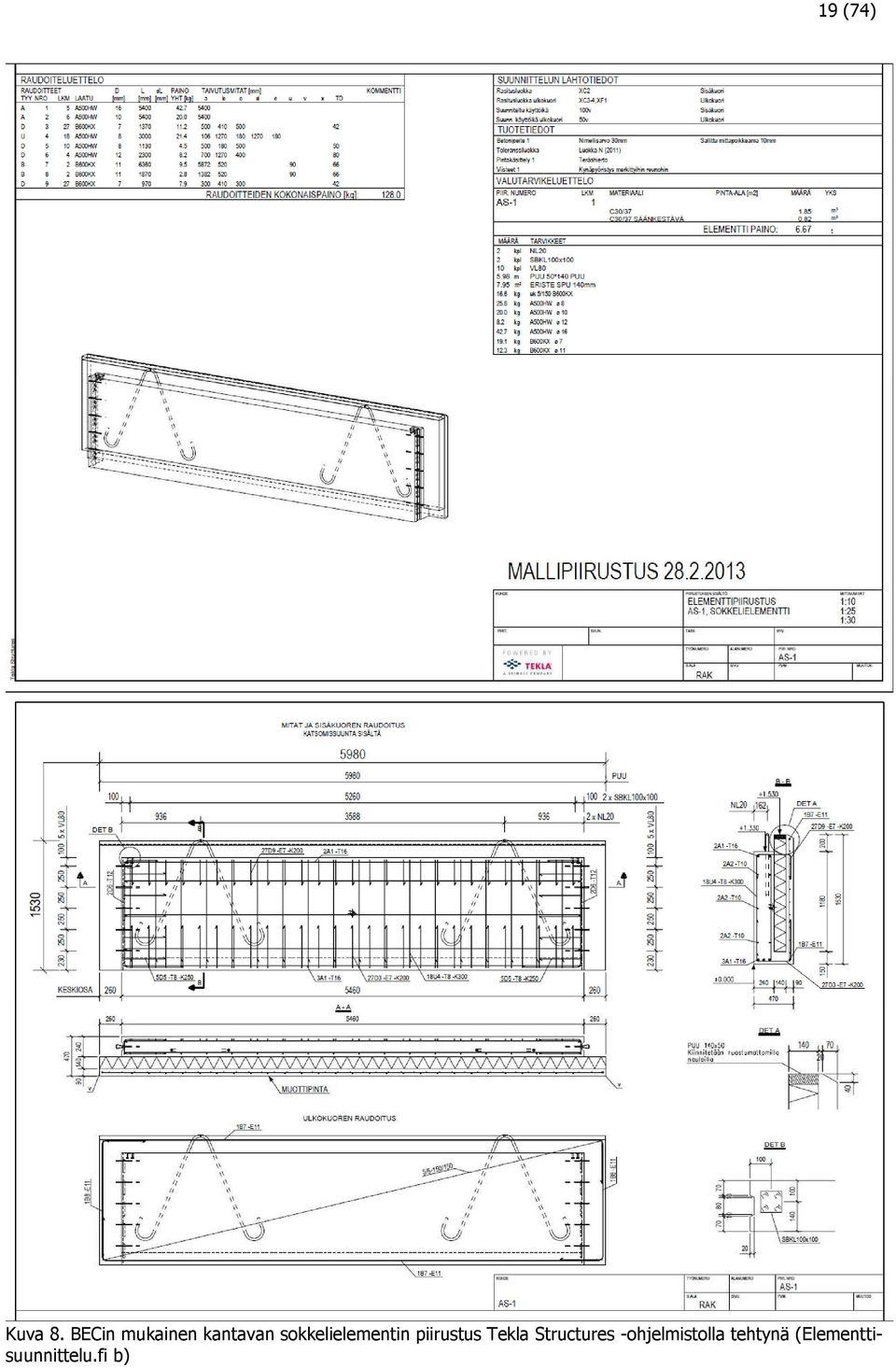 sokkelielementin piirustus Tekla