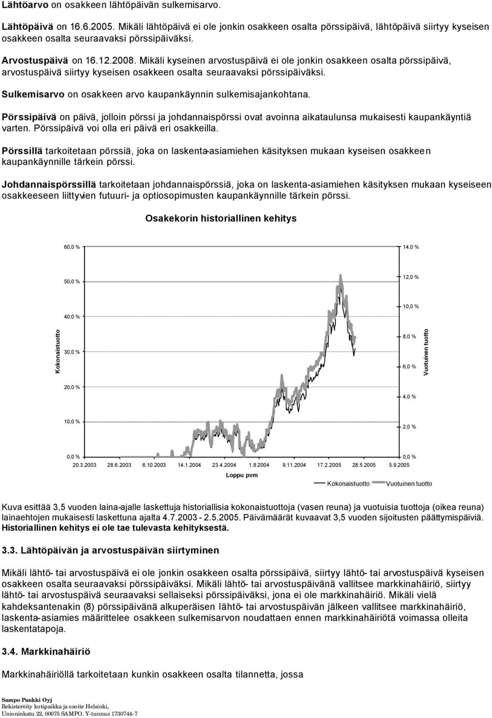 Mikäli kyseinen arvostuspäivä ei ole jonkin osakkeen osalta pörssipäivä, arvostuspäivä siirtyy kyseisen osakkeen osalta seuraavaksi pörssipäiväksi.