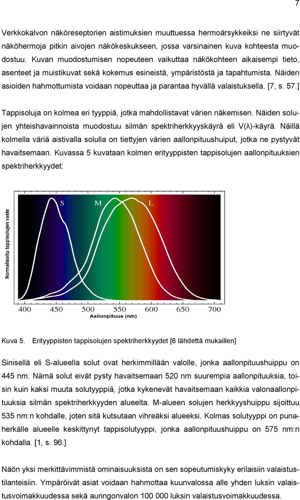 Näiden asioiden hahmottumista voidaan nopeuttaa ja parantaa hyvällä valaistuksella. [7, s. 57.] Tappisoluja on kolmea eri tyyppiä, jotka mahdollistavat värien näkemisen.