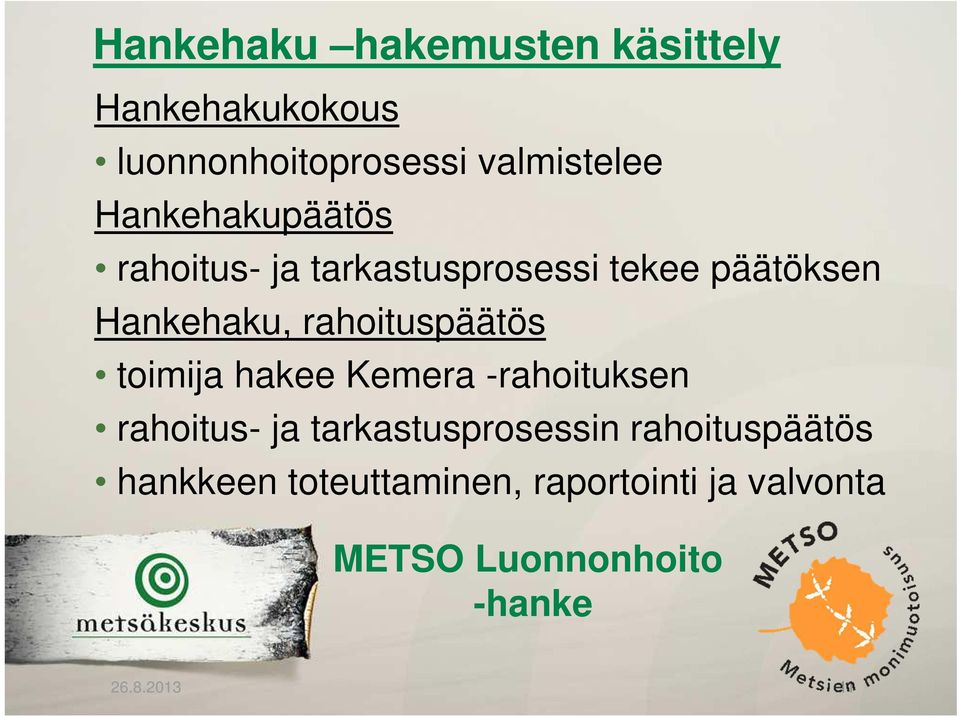 Hankehaku, rahoituspäätös toimija hakee Kemera -rahoituksen rahoitus- ja