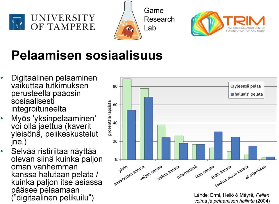 ) Selvää ristiriitaa näyttää olevan siinä kuinka paljon oman vanhemman kanssa halutaan pelata / kuinka