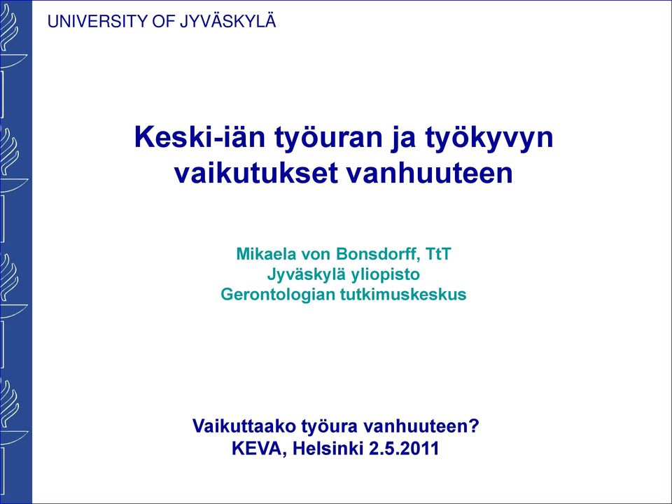 Jyväskylä yliopisto Gerontologian