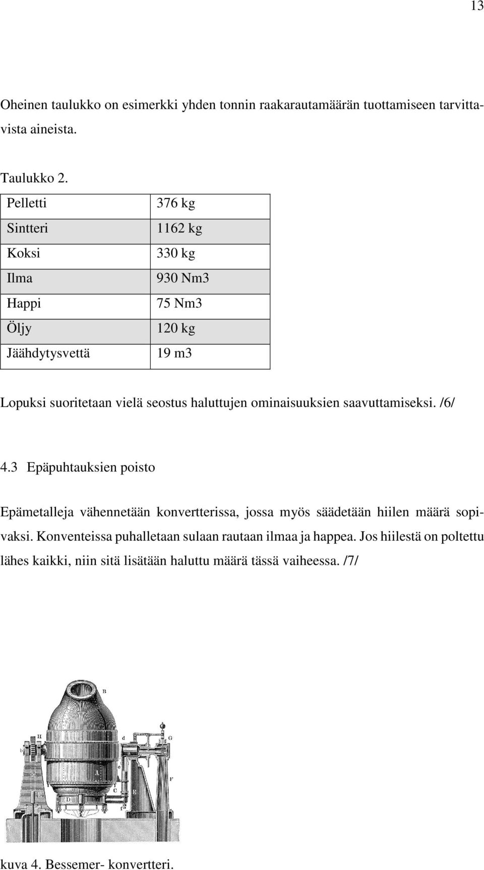 haluttujen ominaisuuksien saavuttamiseksi. /6/ 4.