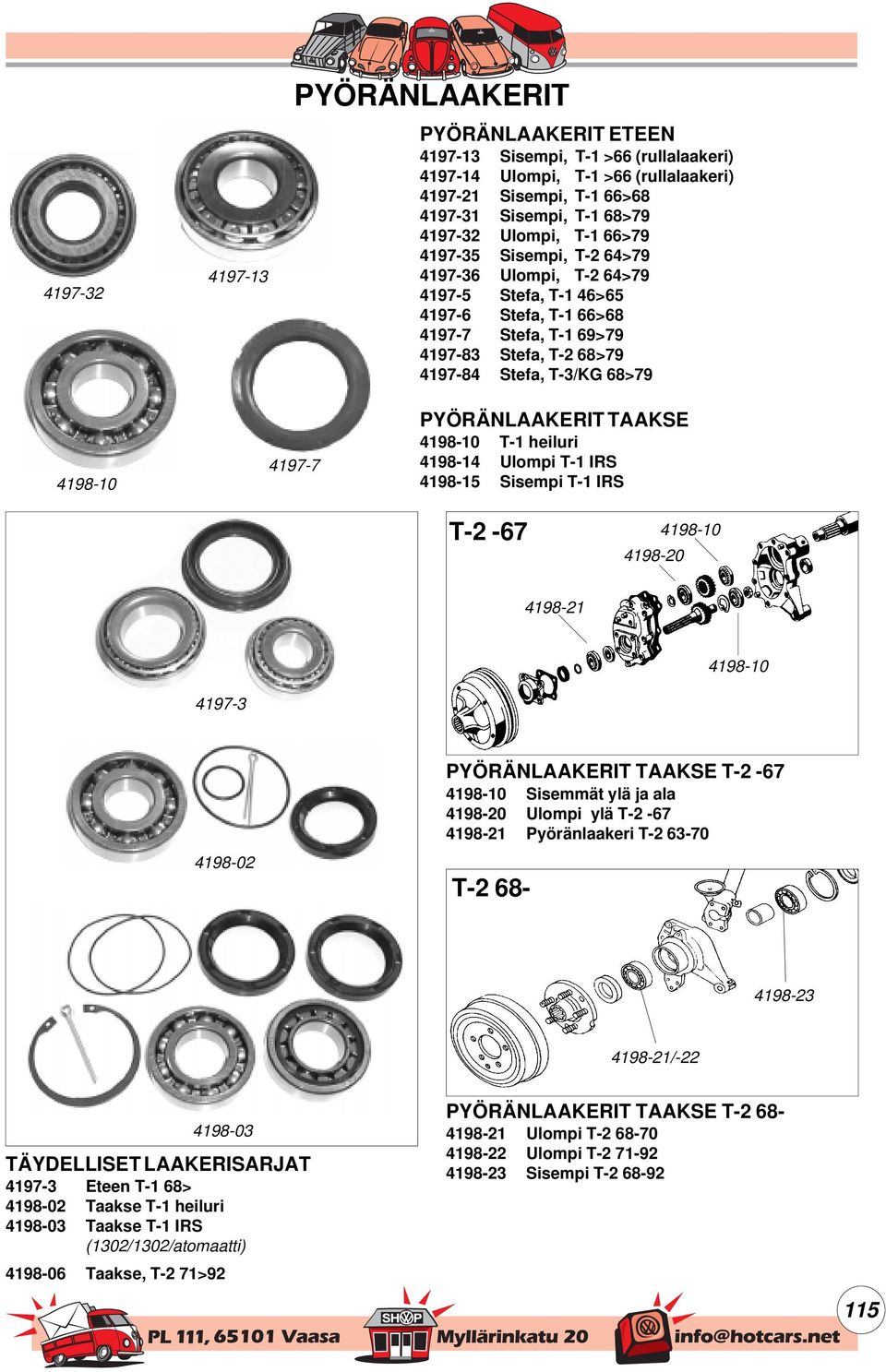 4198-10 4197-7 PYÖRÄNLAAKERIT TAAKSE 4198-10 T-1 heiluri 4198-14 Ulompi T-1 IRS 4198-15 Sisempi T-1 IRS T-2-67 4198-10 4198-20 4198-21 4198-10 4197-3 4198-02 PYÖRÄNLAAKERIT TAAKSE T-2-67 4198-10