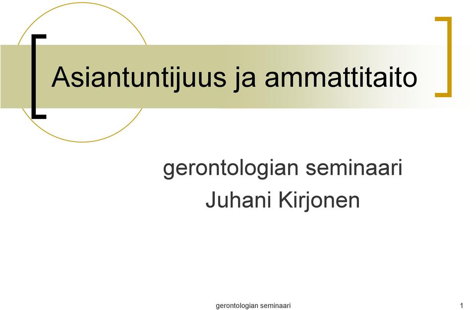 gerontologian seminaari