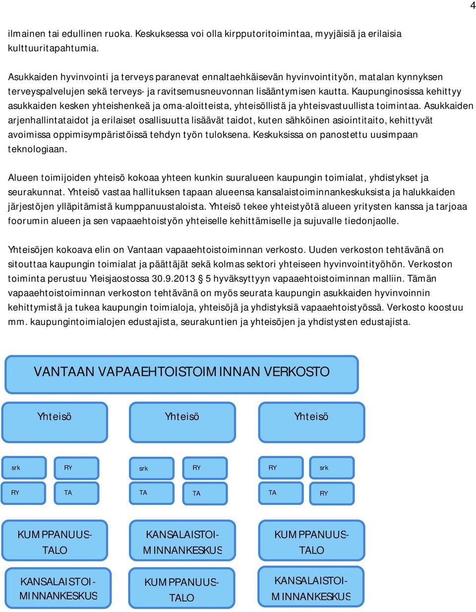 Kaupunginosissa kehittyy asukkaiden kesken yhteishenkeä ja oma-aloitteista, yhteisöllistä ja yhteisvastuullista toimintaa.