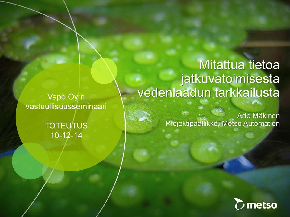 jatkuvatoimisesta vedenlaadun