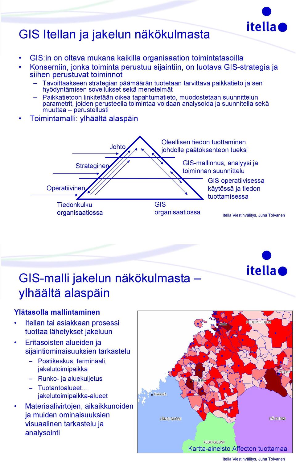 suunnittelun parametrit, joiden perusteella toimintaa voidaan analysoida ja suunnitella sekä muuttaa perustellusti Toimintamalli: Johto Oleellisen tiedon tuottaminen johdolle päätöksenteon tueksi