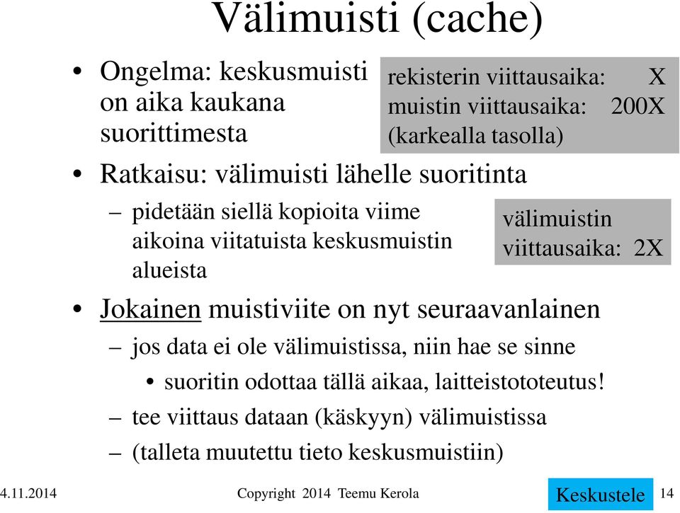 välimuistissa, niin hae se sinne suoritin odottaa tällä aikaa, laitteistototeutus!