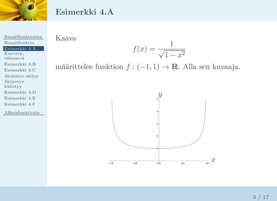 1) R. Alla sen kuvaaja.