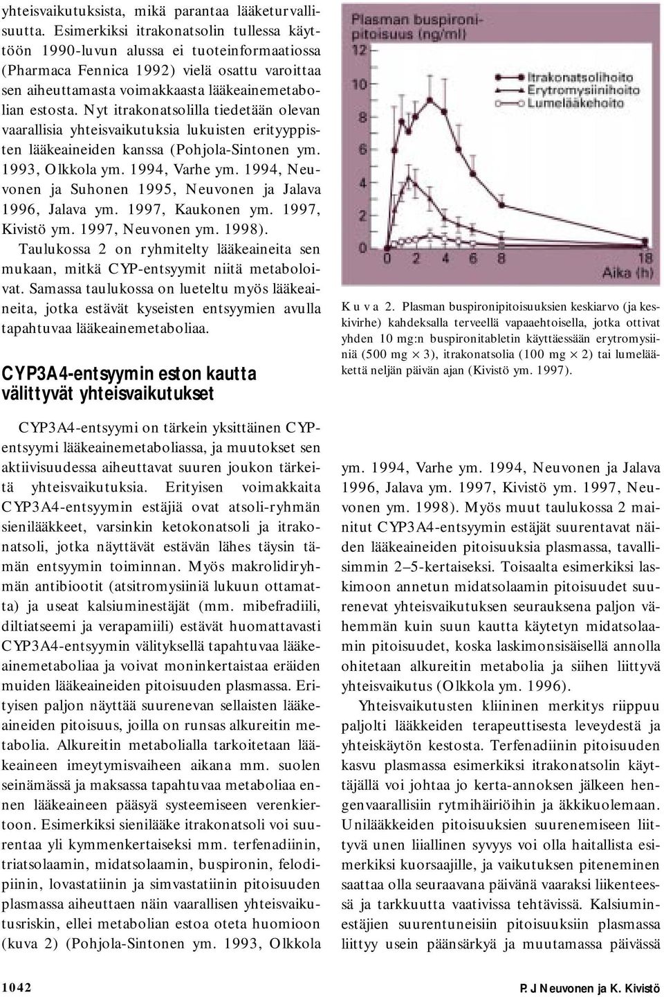 Nyt itrakonatsolilla tiedetään olevan vaarallisia yhteisvaikutuksia lukuisten erityyppisten lääkeaineiden kanssa (Pohjola-Sintonen ym. 1993, Olkkola ym. 1994, Varhe ym.