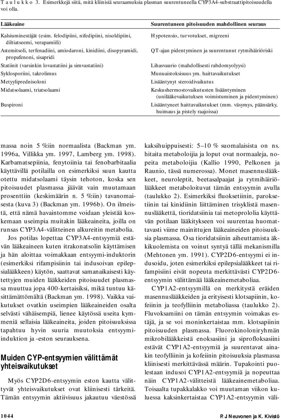 simvastatiini) Syklosporiini, takrolimus Metyyliprednisoloni Midatsolaami, triatsolaami Buspironi Suurentuneen pitoisuuden mahdollinen seuraus Hypotensio, turvotukset, migreeni QT-ajan pidentyminen