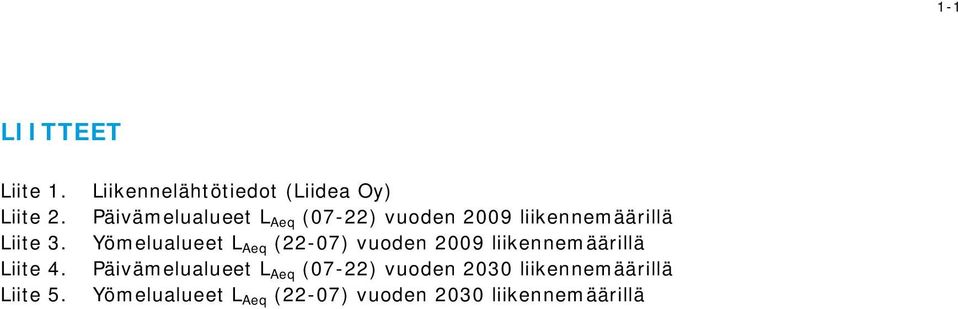 liikennemäärillä Yömelualueet L Aeq (22-07) vuoden 2009 liikennemäärillä