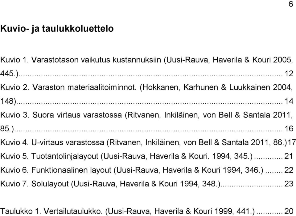 U-virtaus varastossa (Ritvanen, Inkiläinen, von Bell & Santala 2011, 86.)17 Kuvio 5. Tuotantolinjalayout (Uusi-Rauva, Haverila & Kouri. 1994, 345.)... 21 Kuvio 6.