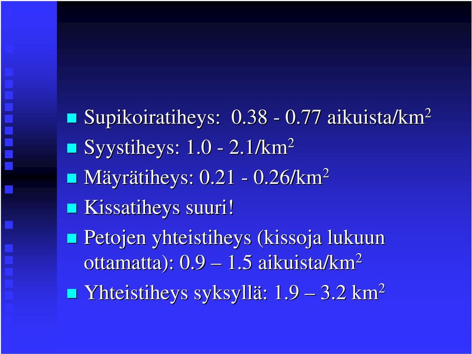 26/km 2 Kissatiheys suuri!
