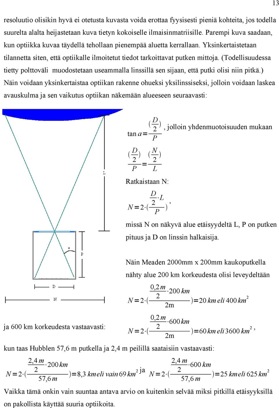 (Todellisuudessa tietty polttoväli muodostetaan useammalla linssillä sen sijaan, että putki olisi niin pitkä.