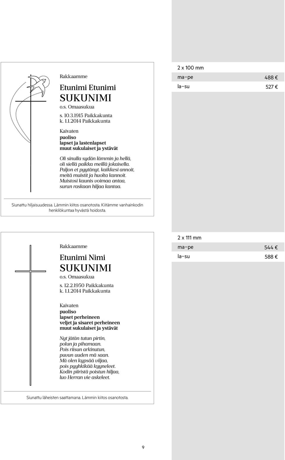 Kiitämme vanhainkodin henkilökuntaa hyvästä hoidosta. o.s. Omaasukua s. 12