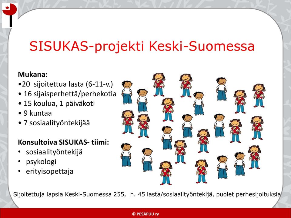 sosiaalityöntekijää Konsultoiva SISUKAS- tiimi: sosiaalityöntekijä psykologi