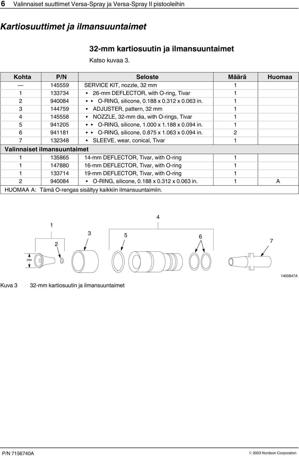 3 79 ADJUSTER, pattern, 3 mm 8 NOZZLE, 3 mm dia, with O rings, Tivar 90 O RING, silicone,.000 x.88 x 0.09 in.