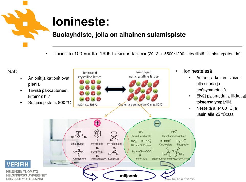 pakkautuneet, kiteinen hila Sulamispiste n.
