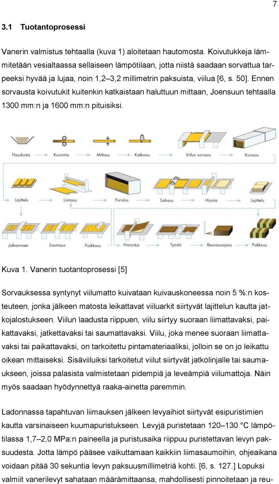 Ennen sorvausta koivutukit kuitenkin katkaistaan haluttuun mittaan, Joensuun tehtaalla 1300 mm:n ja 1600 mm:n pituisiksi. Kuva 1.