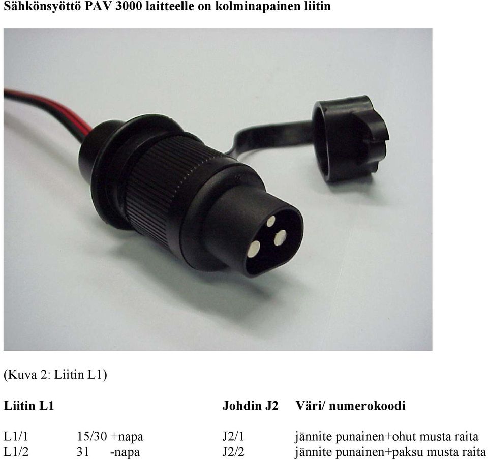 numerokoodi L1/1 15/30 +napa J2/1 jännite punainen+ohut