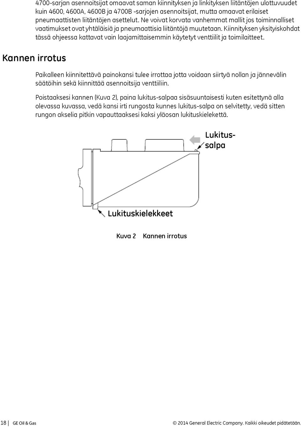 Kiinnityksen yksityiskohdat tässä ohjeessa kattavat vain laajamittaisemmin käytetyt venttiilit ja toimilaitteet.