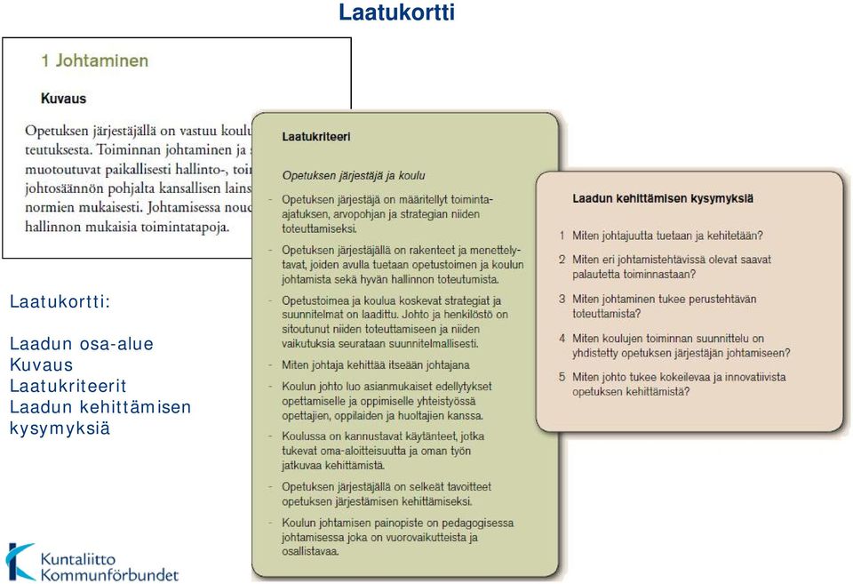 Kuvaus Laatukriteerit