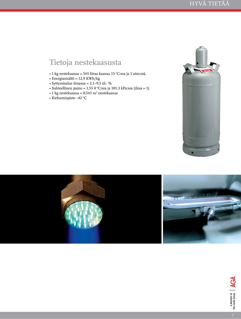Energiasisältö = 12,9 KWh/kg Syttymisalue ilmassa = 2,1 9,5 til.