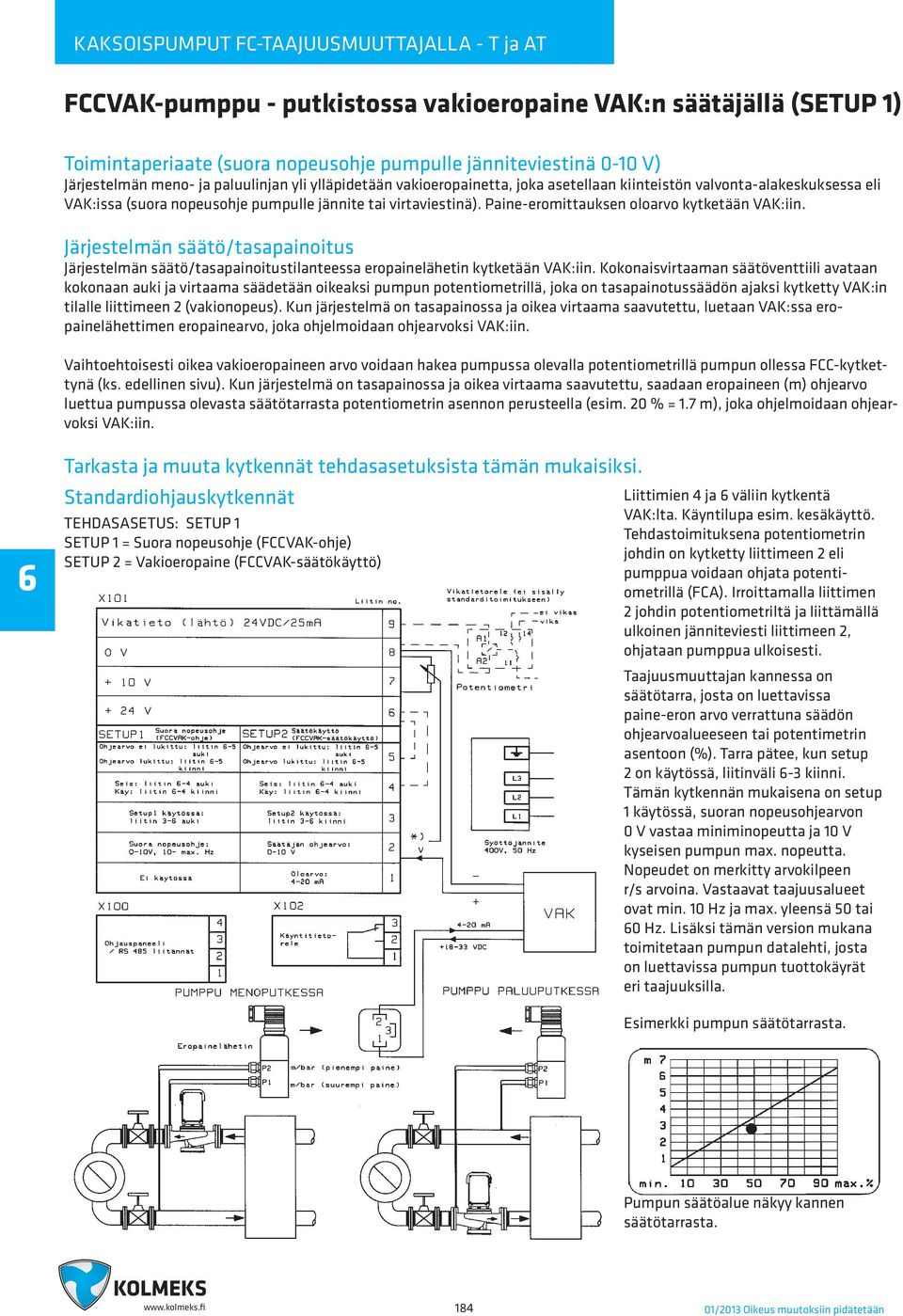 Järjestelmän säätö/tasapainoitus Järjestelmän säätö/tasapainoitustilanteessa eropainelähetin kytketään VAK:iin.