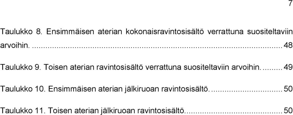 ... 48 Taulukko 9.