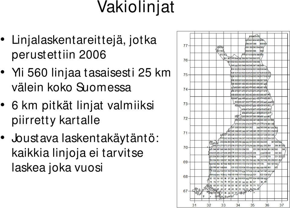 6 km pitkät linjat valmiiksi piirretty kartalle Joustava