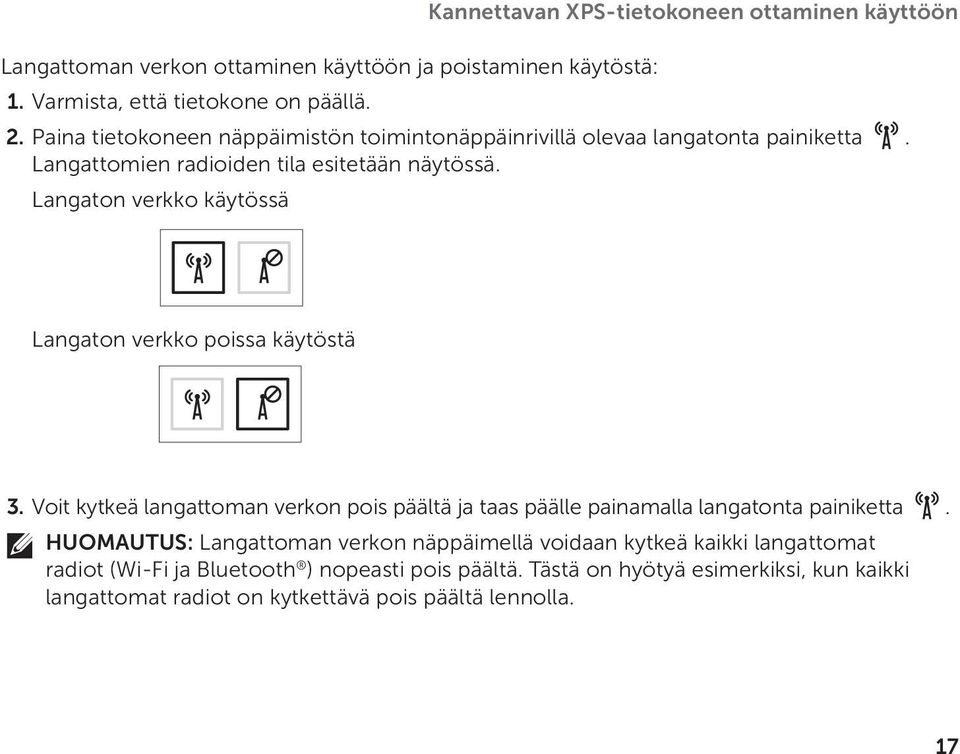 Langaton verkko poissa käytöstä 3.