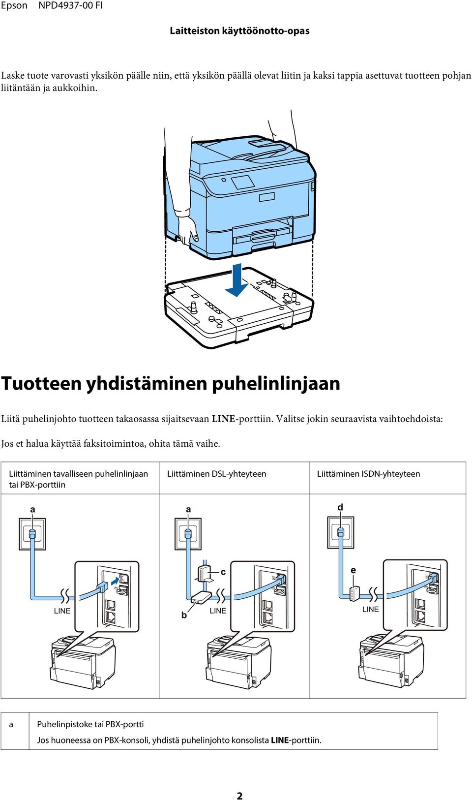 Valitse jokin seuraavista vaihtoehdoista: Jos et halua käyttää faksitoimintoa, ohita tämä vaihe.