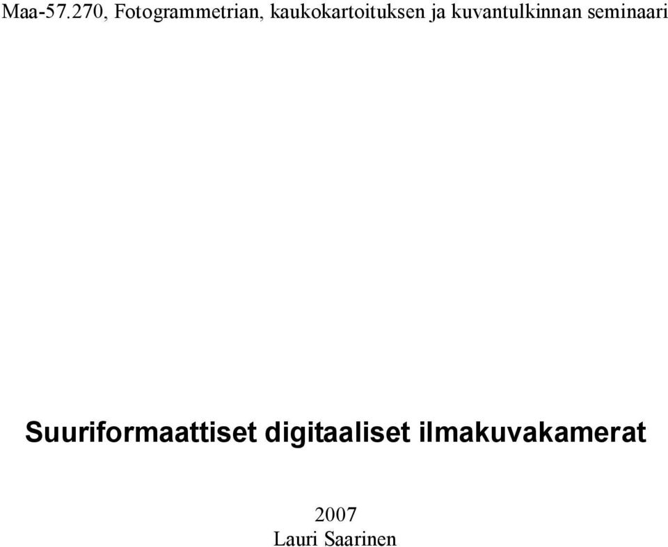 kaukokartoituksen ja kuvantulkinnan