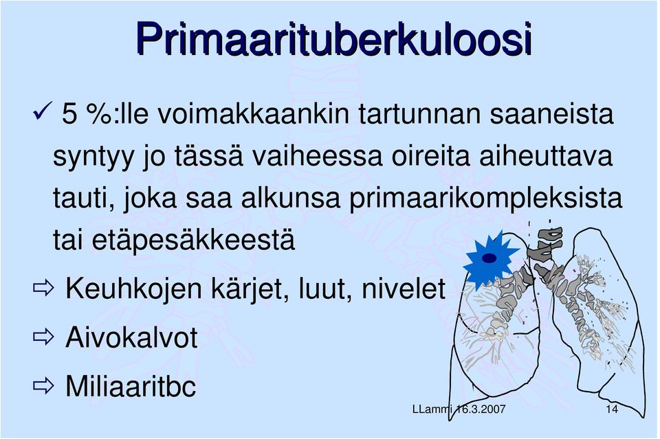 joka saa alkunsa primaarikompleksista tai etäpesäkkeestä