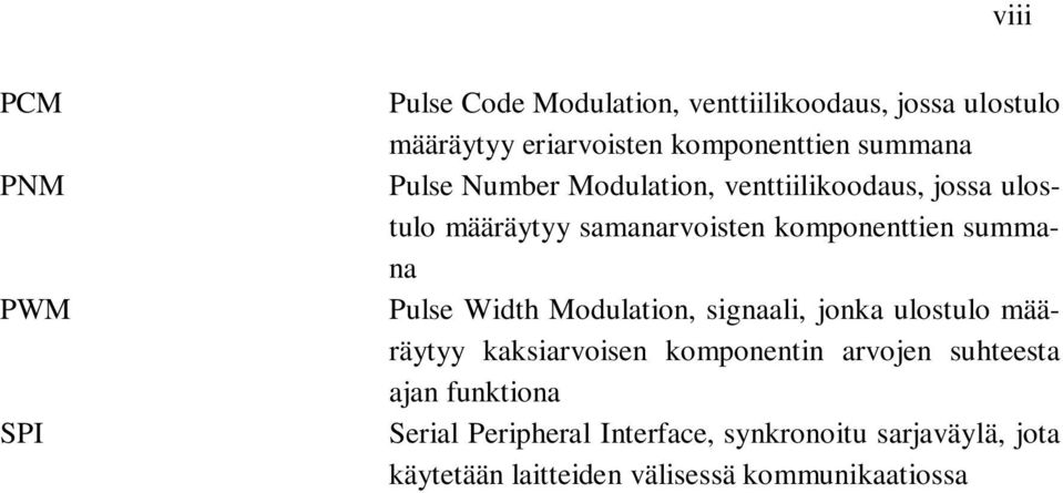 Pulse Width Modulation, signaali, jonka ulostulo määräytyy kaksiarvoisen komponentin arvojen suhteesta ajan