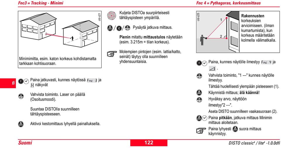 katon korkeus kohdistamatta tarkkaan kohtisuoraan. Molempien pintojen (esim. lattia/katto, seinät) täytyy olla suunnilleen yhdensuuntaisia. Paina, kunnes näytölle ilmestyy.