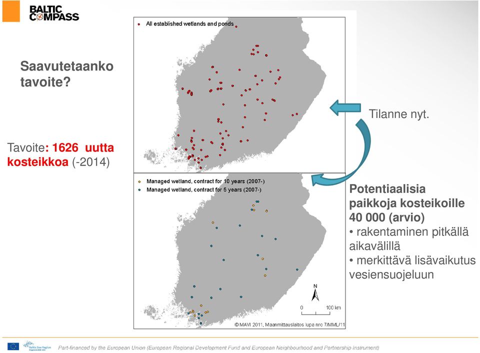 Potentiaalisia paikkoja kosteikoille 40 000