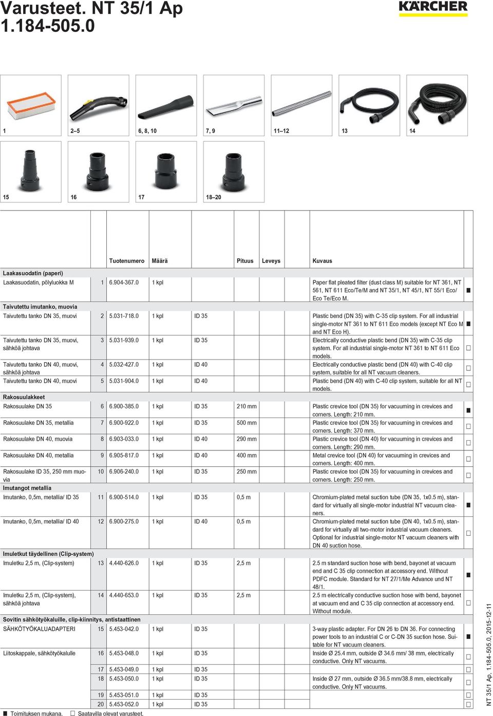 Taivutettu imutanko, muovia Taivutettu tanko DN 35, muovi 2 5.031-718.0 1 kpl ID 35 Plastic bend (DN 35) with C-35 clip system.