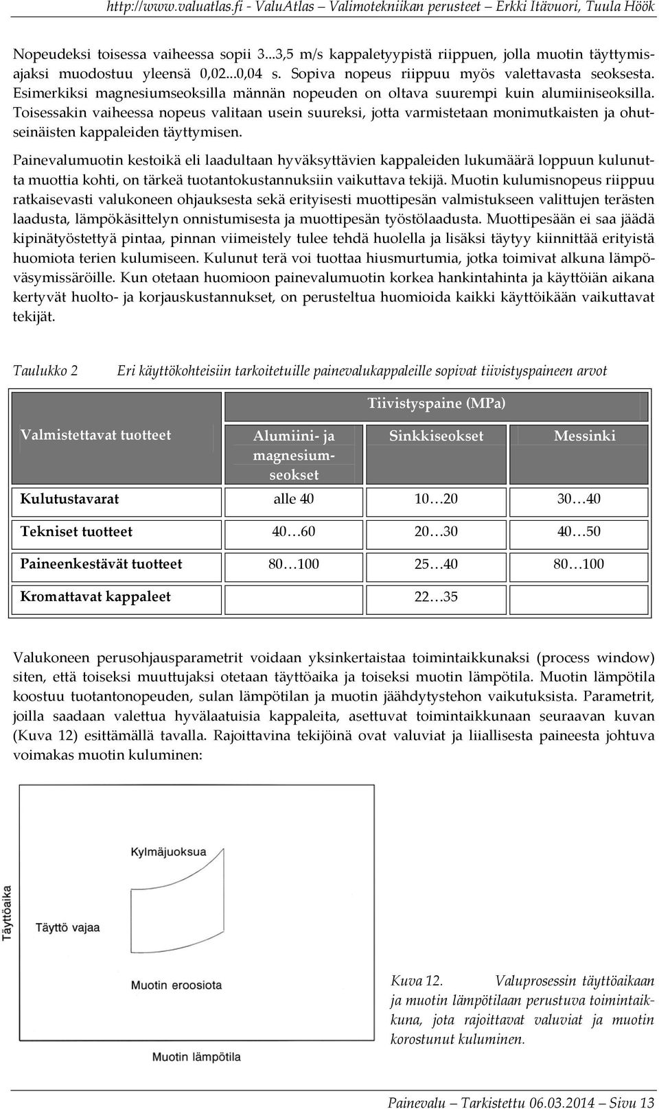 Toisessakin vaiheessa nopeus valitaan usein suureksi, jotta varmistetaan monimutkaisten ja ohutseinäisten kappaleiden täyttymisen.