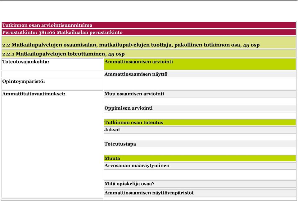 2 Matkailupalvelujen osaamisalan, matkailupalvelujen tuottaja,