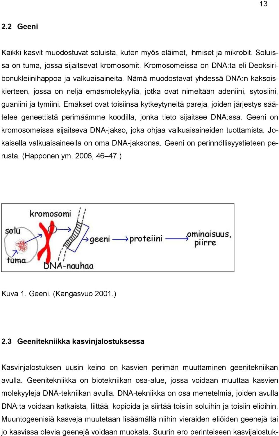 Nämä muodostavat yhdessä DNA:n kaksoiskierteen, jossa on neljä emäsmolekyyliä, jotka ovat nimeltään adeniini, sytosiini, guaniini ja tymiini.